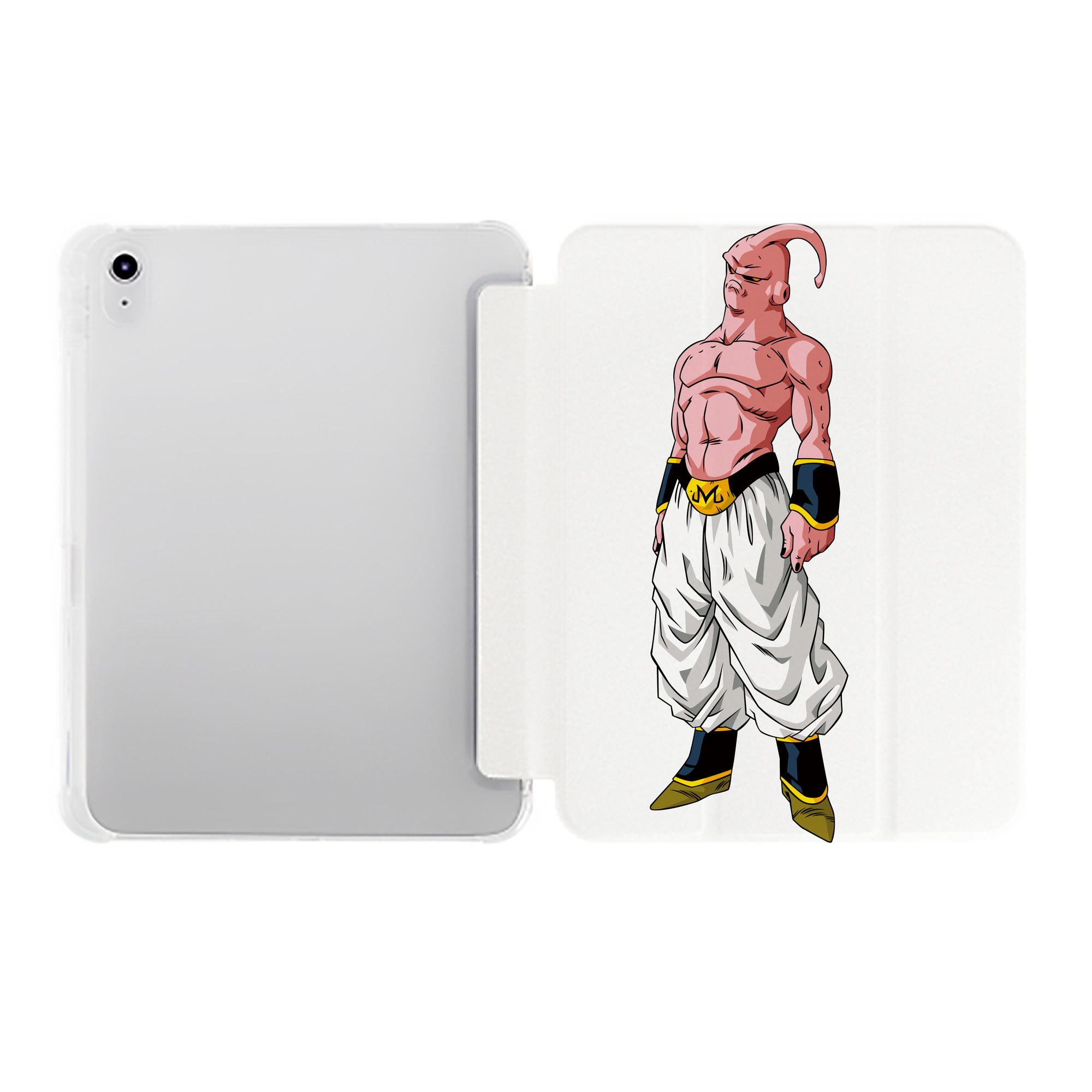 （画像用） ドラゴンボール 魔人ブウ DRAGON BALL Majin Buu IPad ケース ペン収納付き 三つ折りスタンド PUレザー×シリコン 対応機種9.5/10.5/10.9インチ